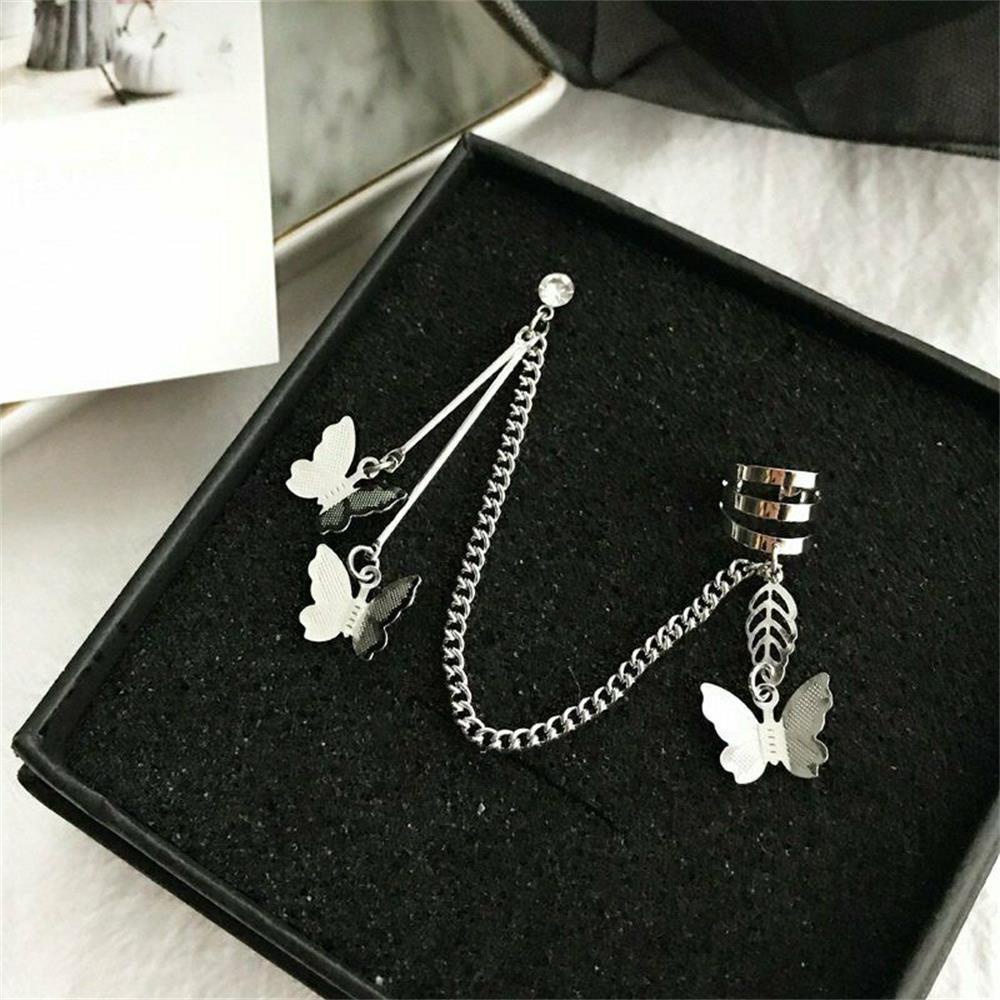 Anting Kupu-Kupu Nanas Aksesoris Pesta Fashion Perhiasan Tanpa Tindik Non Tindik Butterfly Ear Cuff