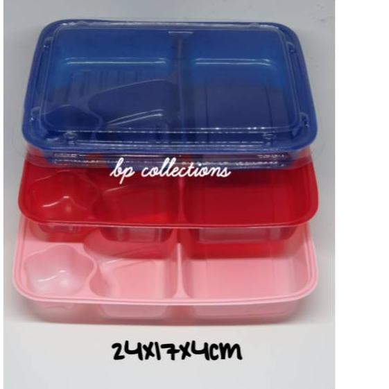50pcs MIKA BENTO SEKAT 4 BENTO KUNING PINK BIRU MERAH TRAY BOX BENTO HITAM SEKAT 4 ECER Paling Popul