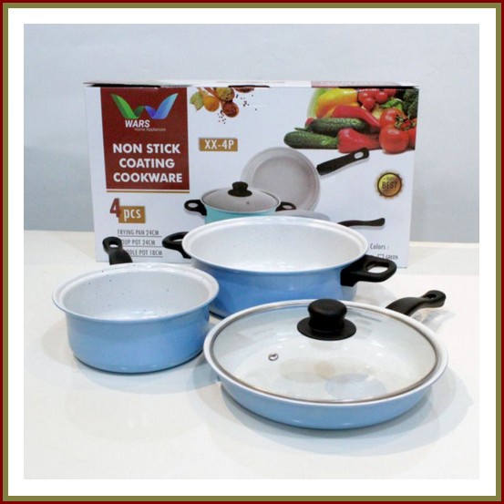Panci Set Enamel Anti Lengket Isi 6Pcs Beserta Tutup Gsf Panci Wajan Set Anti Lengket Isi 3 Pcs Plu