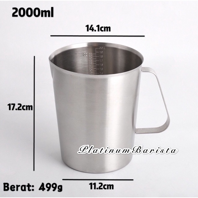 Top sus304 Milk jug 2000ml 2L pitcher gelas ukur gelas takar stainless