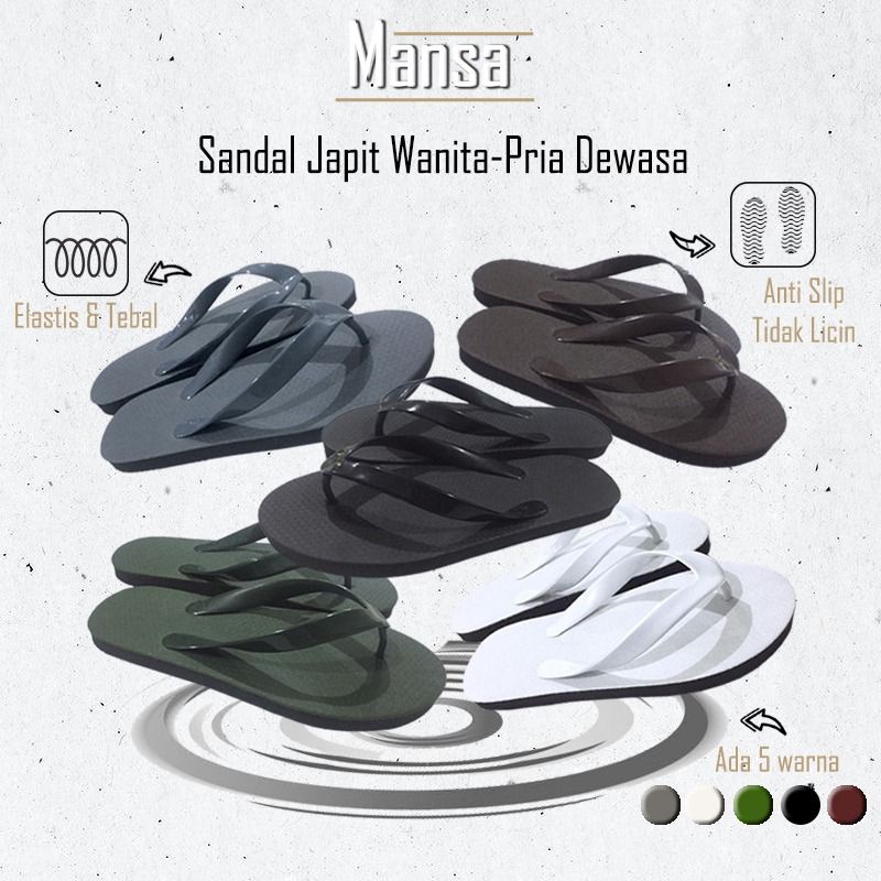 PROMO Sandal Jepit Polos | Sandal Spon Karet Premium Casual Hitam DLL