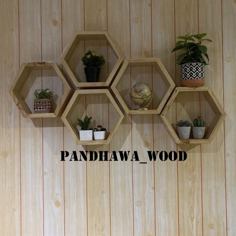 Rak Dinding Hexagonal 5pcs Diameter 30 Termurah