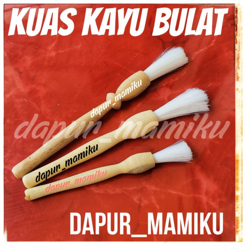 DAPURMAMIKU Kuas Kue Bulat kuas gagang kayu kuas oles mentega kue kuas bulu