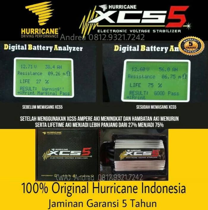 Hurricane XCS 5 Mobil Free 1 kabel ground Wire Garansi Resmi 5 Tahun