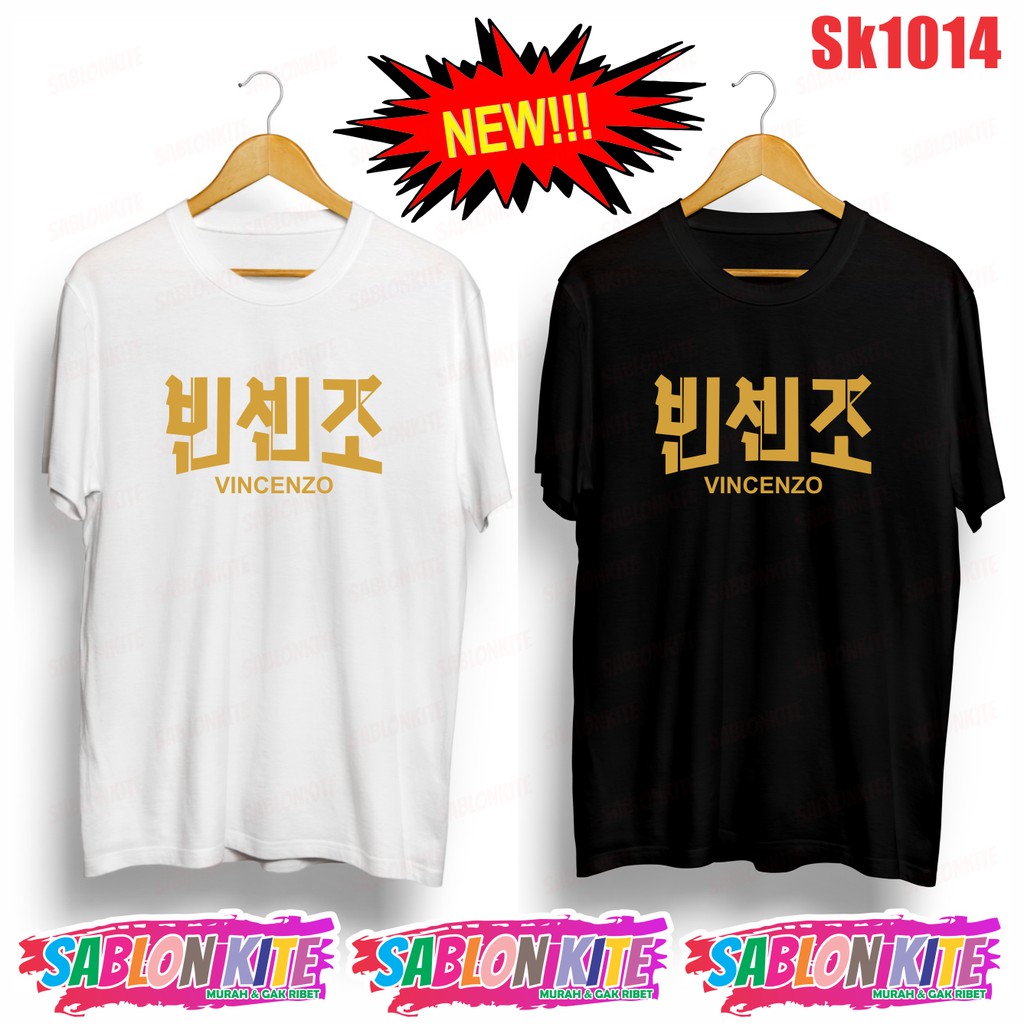 MURAH!!! KAOS DRAKOR TULISAN KOREA VINCENZO SK1014 ADA 8 WARNA UNISEX COMBED 30S