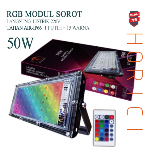 50W RGB LAMPU SOROT LAMPU HIAS / TEMBAK LED SLIM 50 WATT / LED FLOODLIGHT50 WATT AC 220V kap sorot