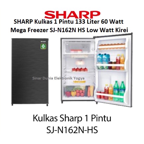 SHARP Kulkas 1 Pintu 133L Low Watt 60W SJ-N162N HS Kirei SJN162N 162N