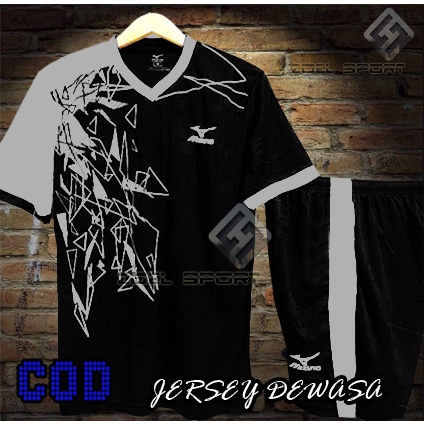 BAJU OLAHRAGASTELAN DEWASA MOTIF KACA KAOS VOLLY KOSTUM BADMINTON BAJU FUTSAL BOLA DAN SEPAKBOLA 1 SET TERKEREN