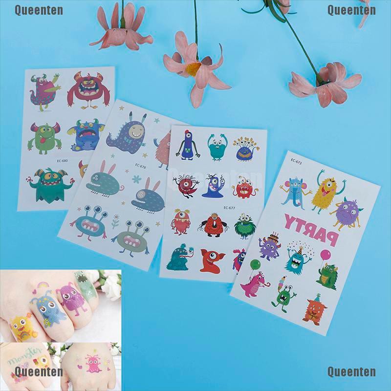 Queen Stiker Tato Sementara Motif Kartun Hewan Anti Air Untuk