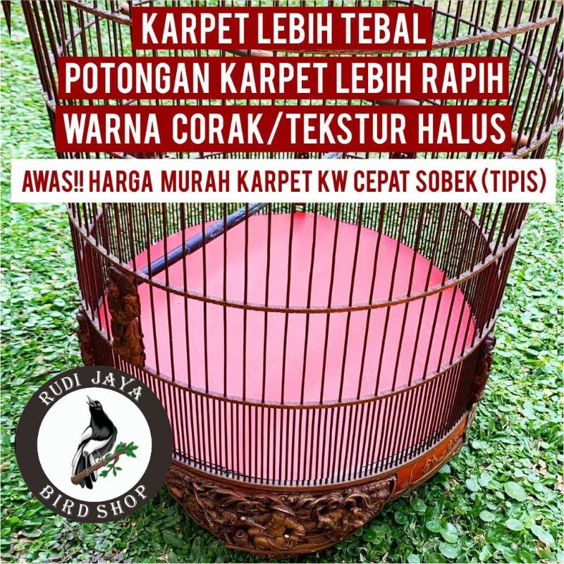 KARPET MERAH BULAT ALAS LANTAI DASAR SANGKAR KANDANG BURUNG MURAI UKURAN NO NOMOR 1 2 3 KOTORAN MURA