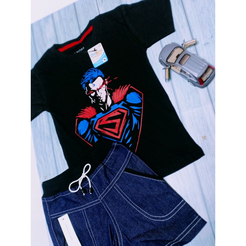 COD Baju Stelan Anak Laki Laki Kaos Distro dan Jeans Pendek RIb usia 1-4 tahun-5