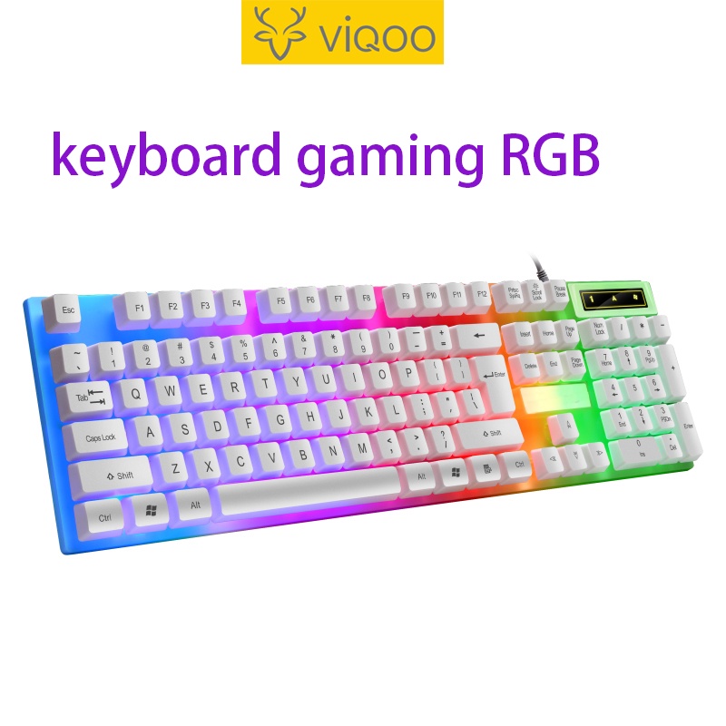 【COD】Viqoo Keyboard Dan Mouse LED Keyboard PC Komputer LDKAI 832 RGB Mechanical Gaming Dengan Kabel - G14