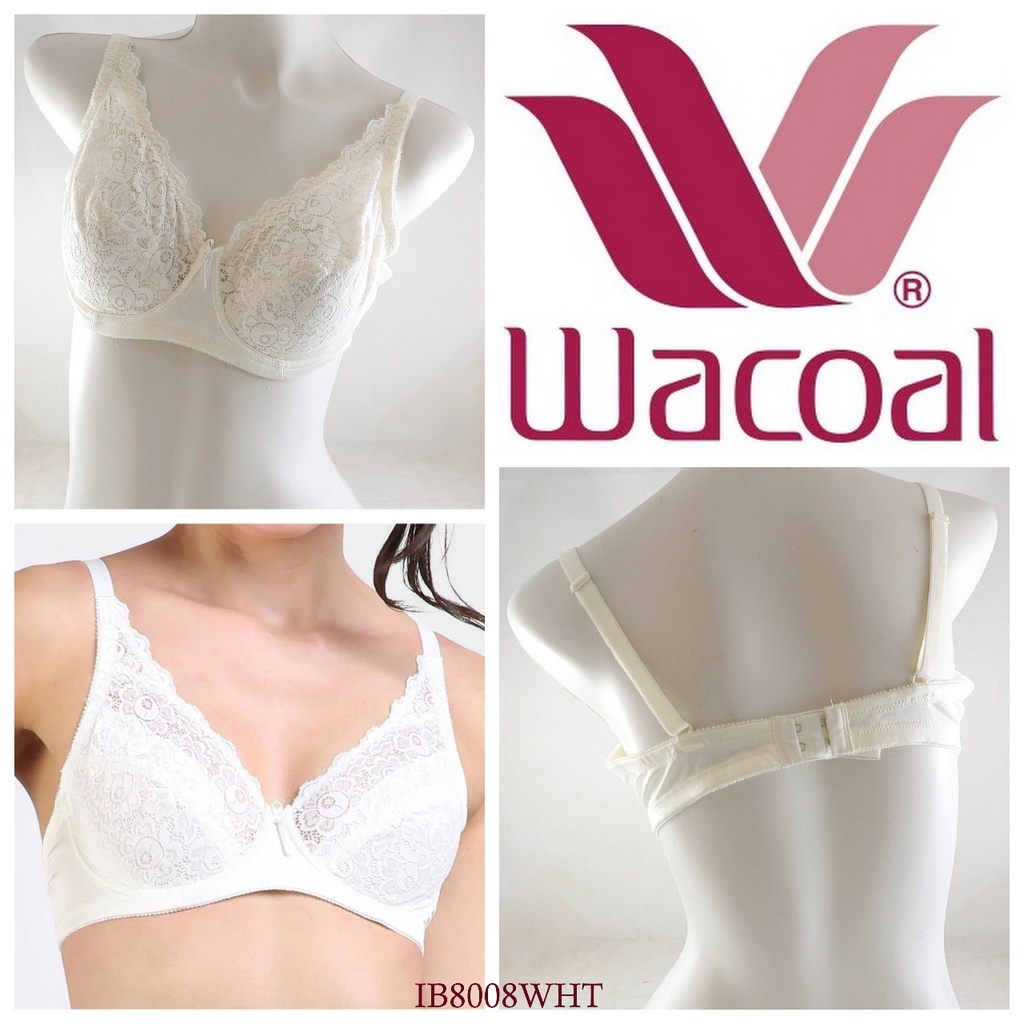 Bra Wanita WACOAL Kawat Busa Tipis Full Cup Mix Renda Premium Sexy Pakaian Dalam Underwear IB8008