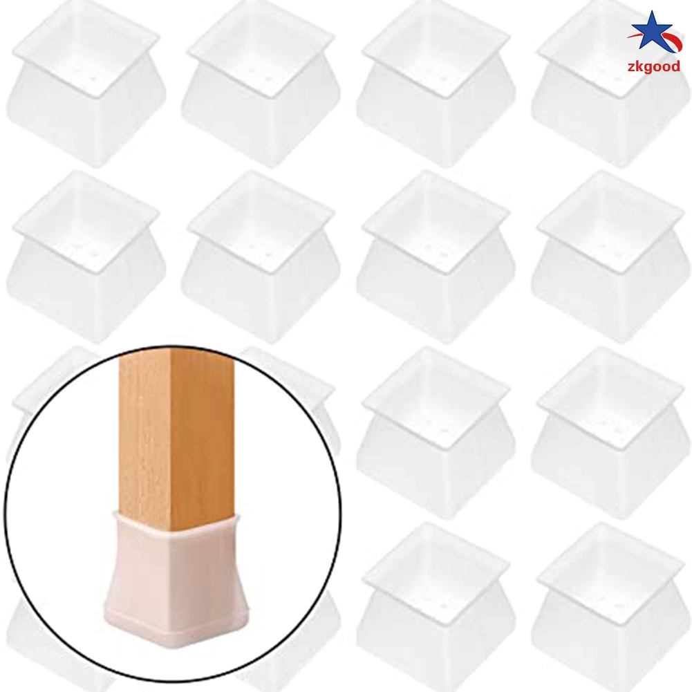 Zkg 4 8 16 Pcs Furniture Protector Silicone Protection Cover Square For Chair Leg Floor Protector Shopee Indonesia