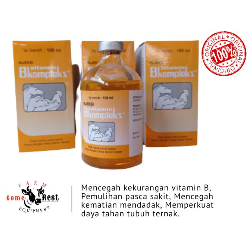 Vitamin B kompleks injeksi 100ml Medion Sapi, kambing, Babi, unggas-Meningkatkan nafsu makan dan kekebalan tubuh ternak dari penyakit