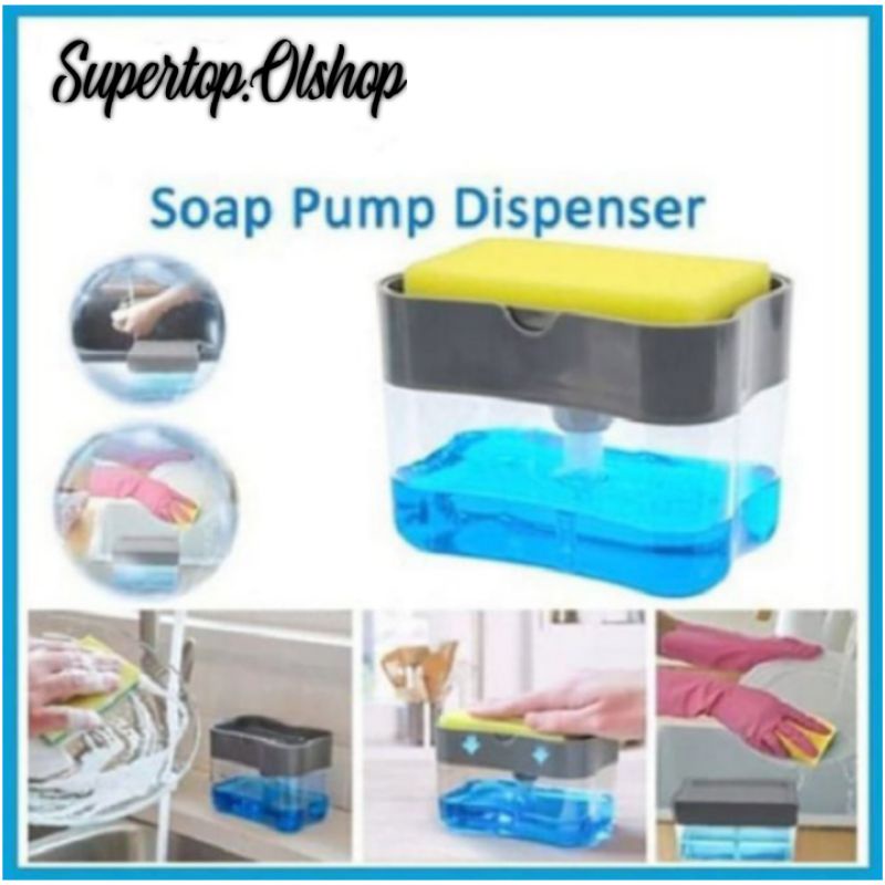 Dispenser SABUN Cuci Piring Pump - Tempat Sabun Holder Spons ⭐ Supertop ⭐