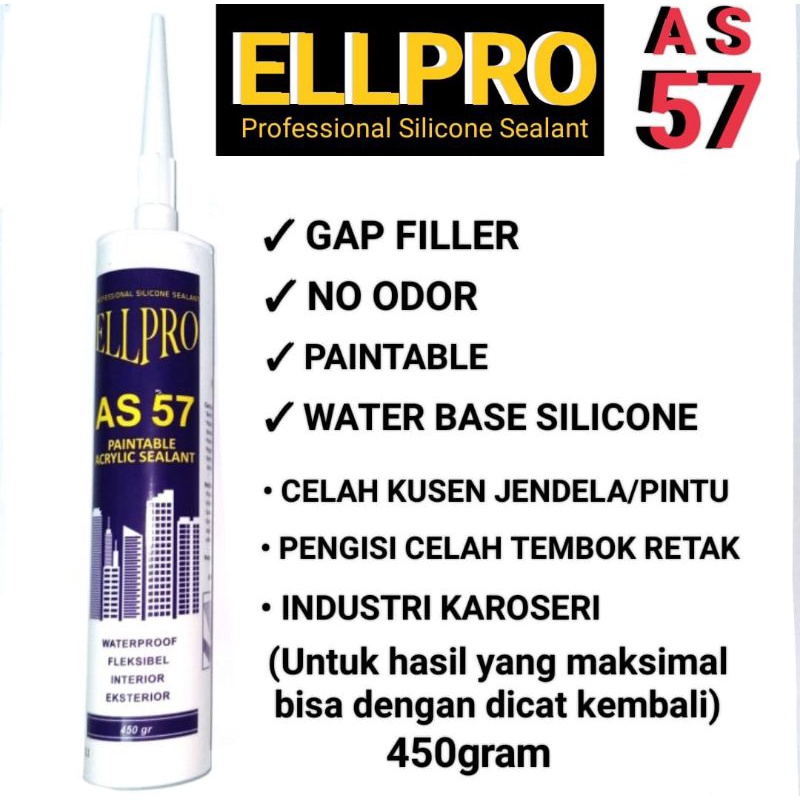 Lem Paintable Acrylic Sealant ELLPRO AS 57 Silicone Sealant Bisa Dicat 450gram