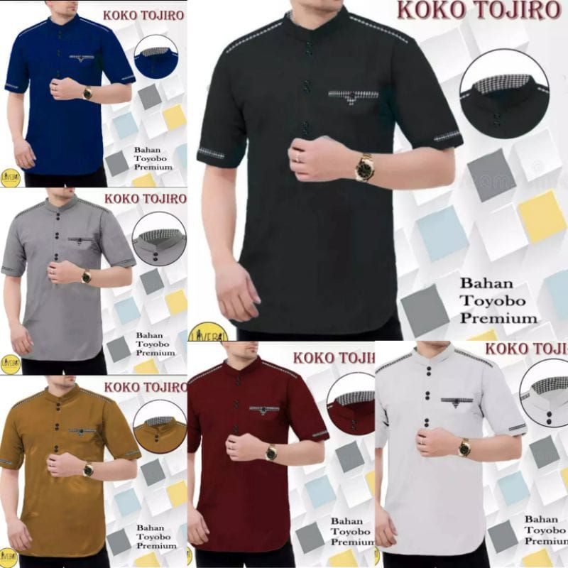 [TERLARIS]Baju Koko tajiro Pakain Muslim Pria Dua Saku Kiri Kanan terbaru 2022 Size M L XL XXL