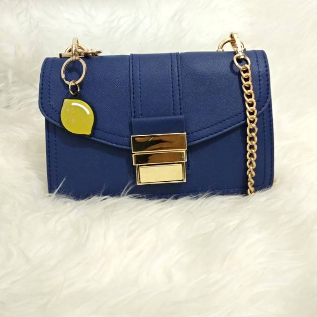 LISO Slingbag [ Navy / Biru Dongker ] Tas Wanita Branded Full Rantai Fashion Kulit Fashionista Trend