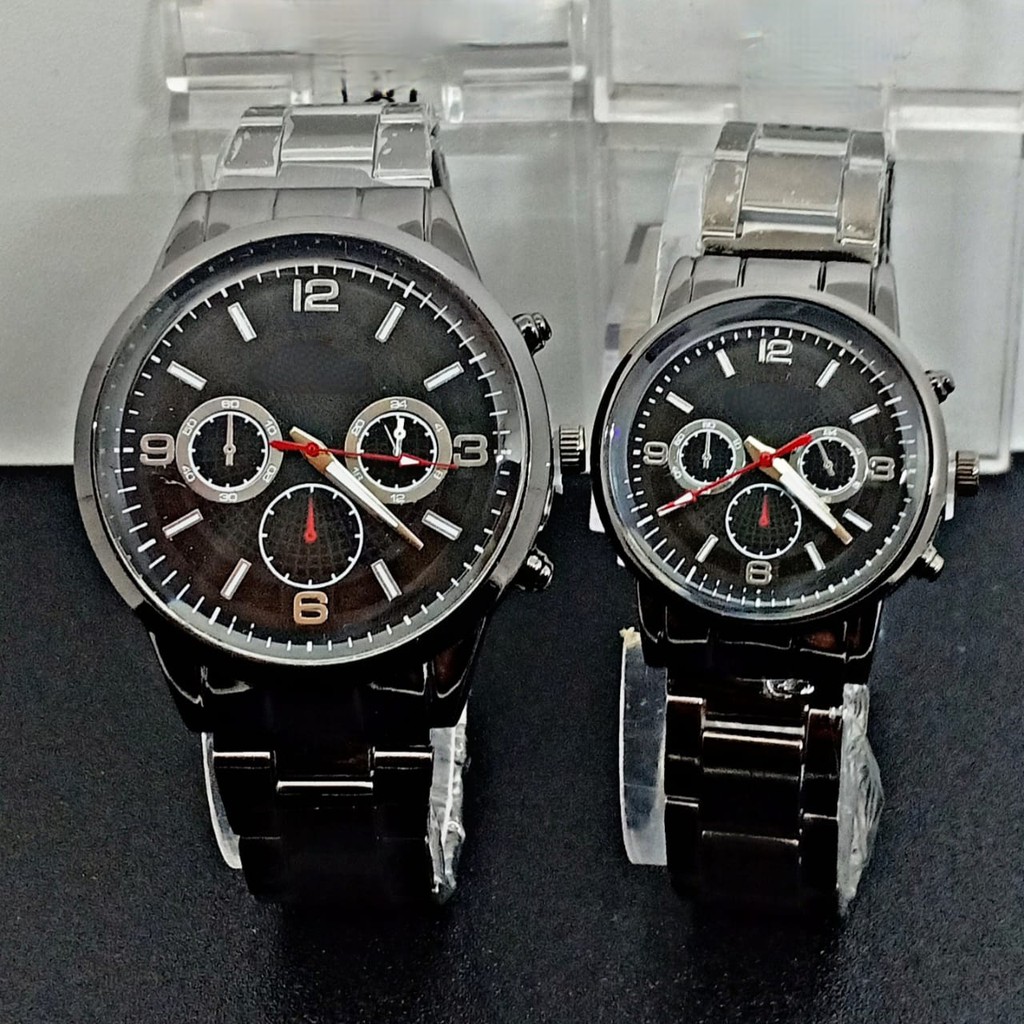 Jam Tangan Couple/Pria/Wanita Crono Hiasan Rantai Steel ST-17 Bisa Bayar Di Tempat