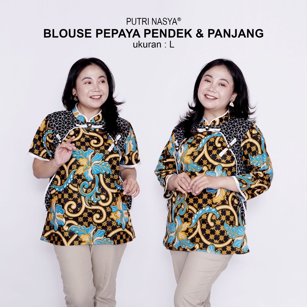 Blouse Batik Big Size Wanita Atasan Batik Jumbo LD 140 Pakaian Atasan Model Blus Pendek Jumbo Seragam Kerja Batik / Blus Kantor Formal S-M-L-XL-2L-3L-4L-5L-6L-7L / Pakaian Batik Super Jumbo Kekinian Bahan Wanita