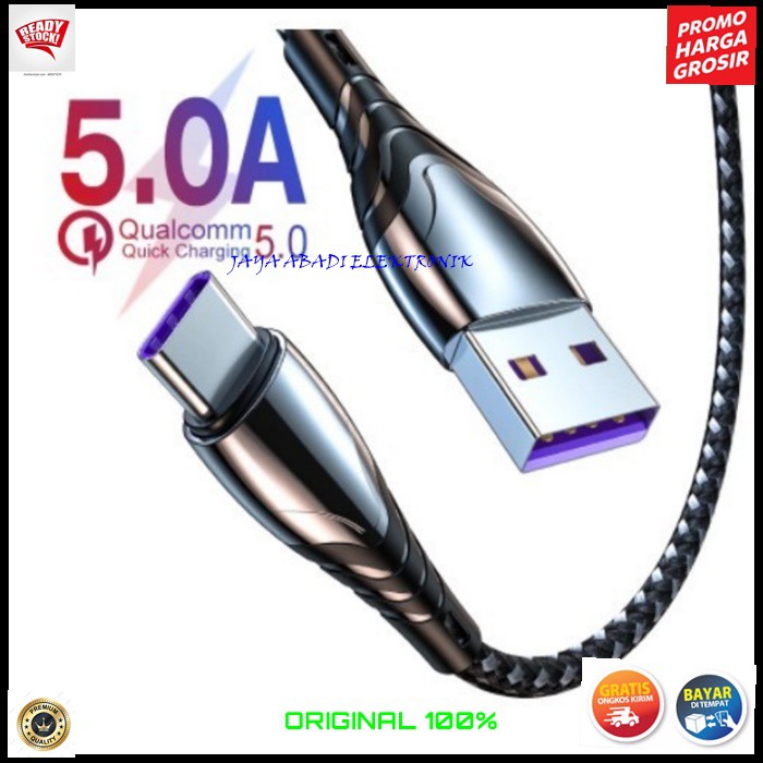 J369 KABEL DATA 5A USB TYPE C TIPE SUPER FAST CHARGING METAL CABLE CHARGER CHARGE KUALITAS PREMIUM VOOC FLASH CAS CASAN GADGET UNIVERSAL MULTI FASTER HP HANDPHONE MQ BESI KHUALITAS PREMIUM SUPER PANJANG 1 METER COCOK UNTUK SEMUA MEREK HP