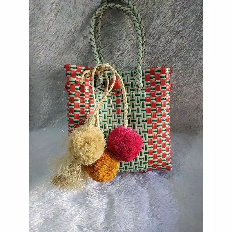 Bisa Cod Tas Anyam Uk 24X22 / Tas Jali / Tas Anyam Rotan Plastik