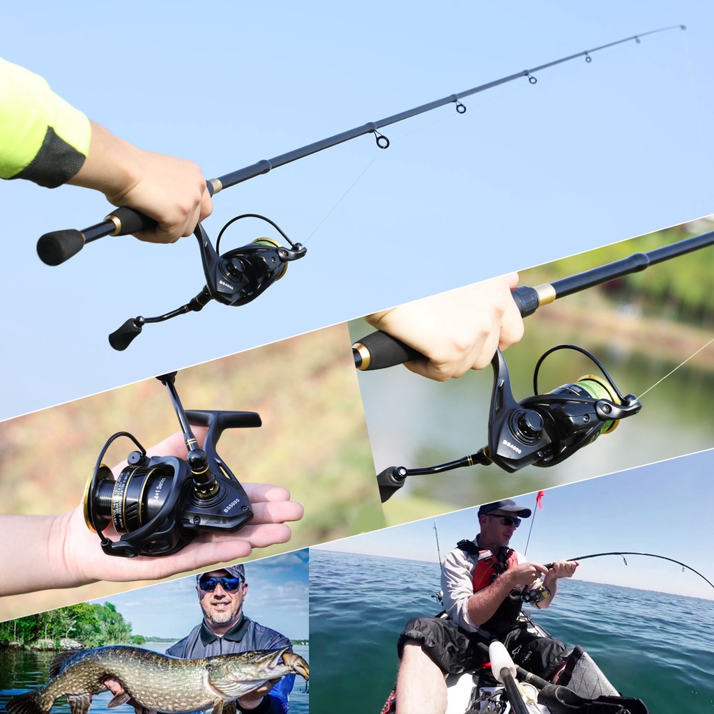 Spinning Fishing Reel Max Drag Full Metal Spool Spinning Reel 14+1 Ball Bearings 5.0: 1 Rasio Roda Gigi Kanan Kiri Pegangan Inter-changeable Air Asin Gulungan Memancing Air Tawar Gear Tackle Luar Ruangan