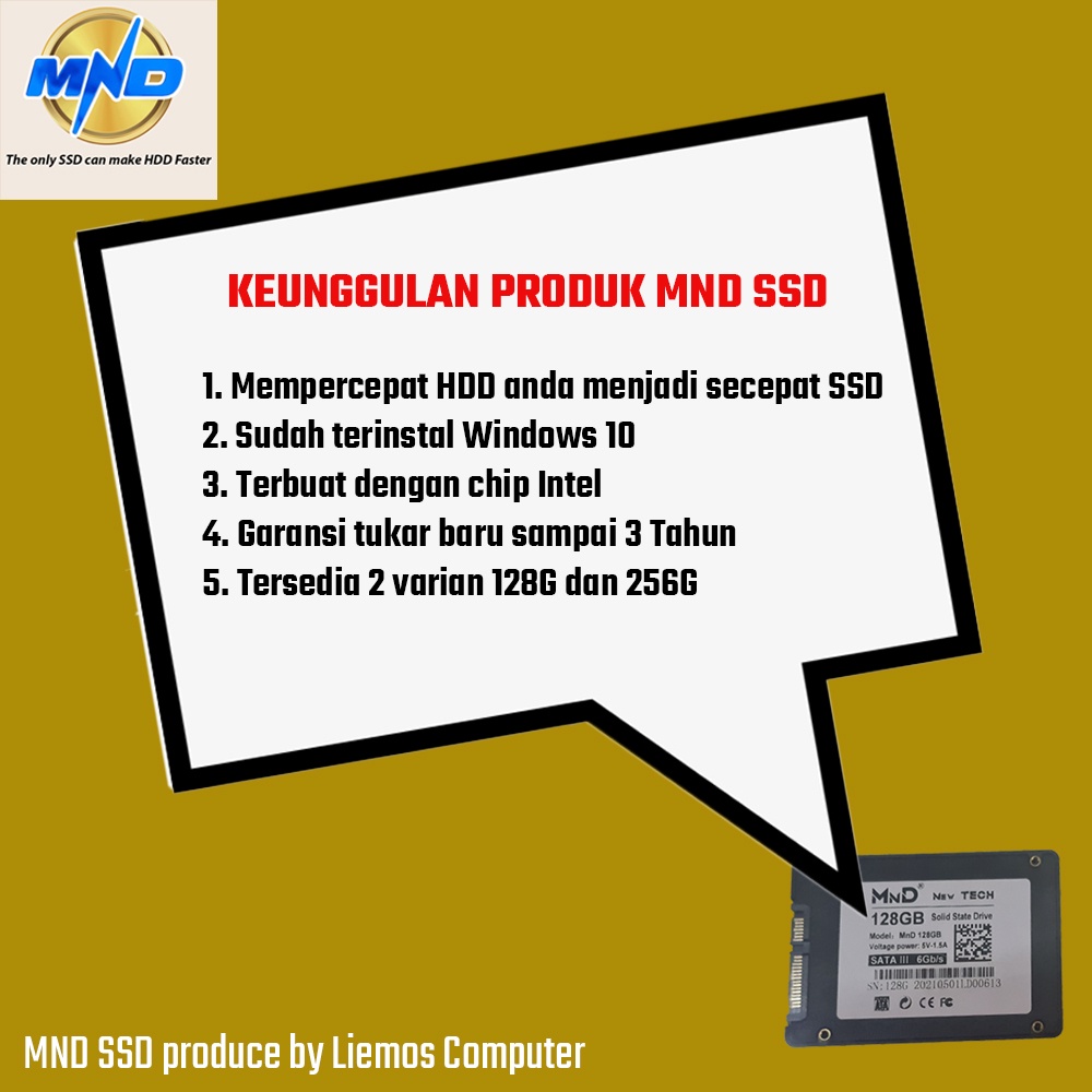 New SSD MND Gold 128GB - 256GB SSD MEMPERCEPAT HDD ANDA