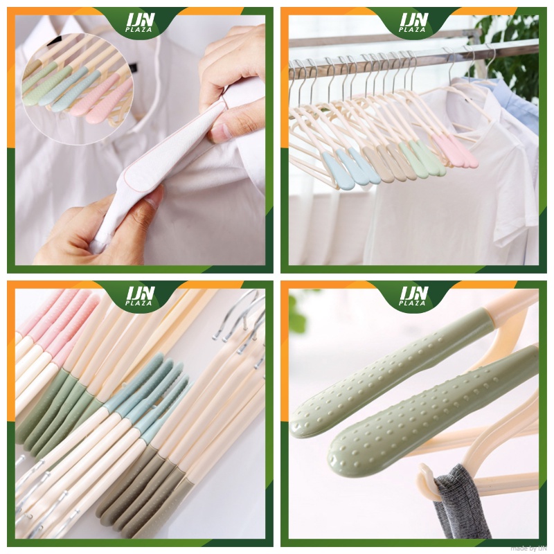 ❤ IJN ❤ Gantungan Baju Hanger Plastik | Plastic Hanger Pakaian Laundry Anti Slip Warna | Cloth Hanger Desain Bahu Lebar