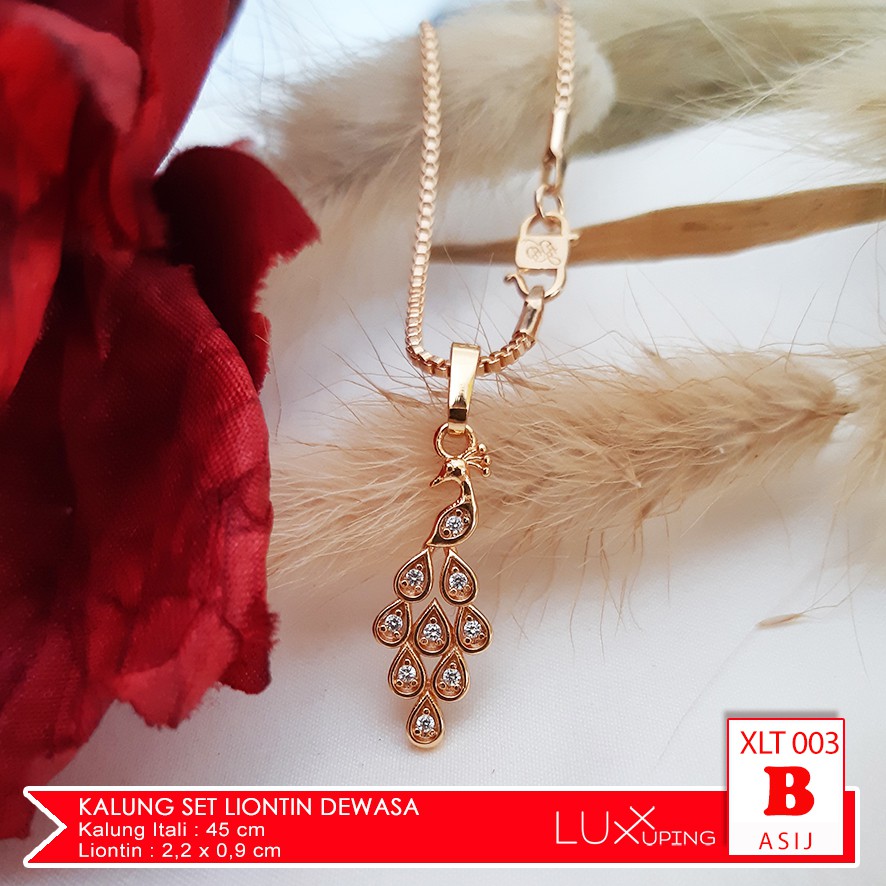 XLT 003 Kalung Xuping 45 cm Set Liontin Merak Aksesoris Wanita Lapis Emas Yaxiya Luxx Xuping