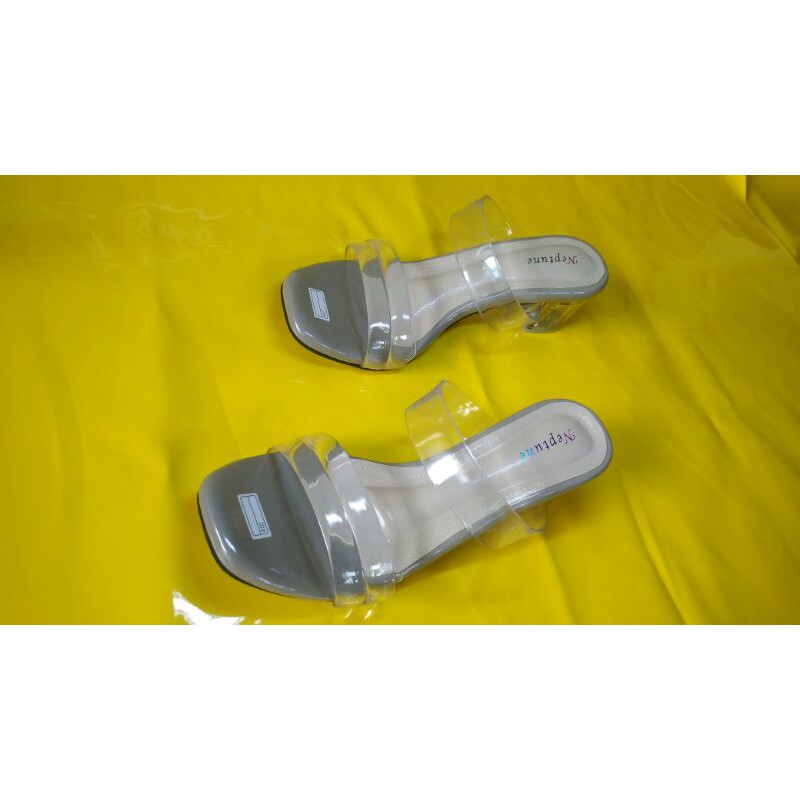 Sandal wanita hak kaca cinderella prem jelly h06