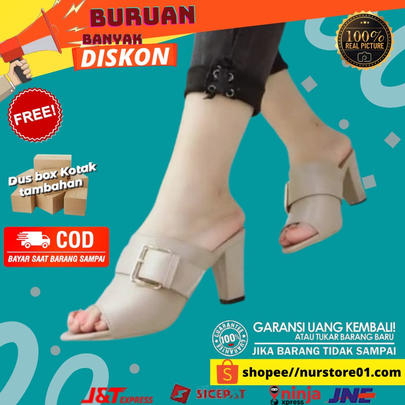 Sepatu High Heel Hak Tahu 5cm Spatu Hak Tali Silang Terbaru Pasir Glitter Murah HELLS LOVE A22