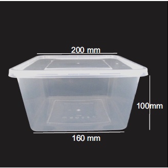 Thinwall Kotak Plastik Tebal 3000 mL Isi 5 Pcs