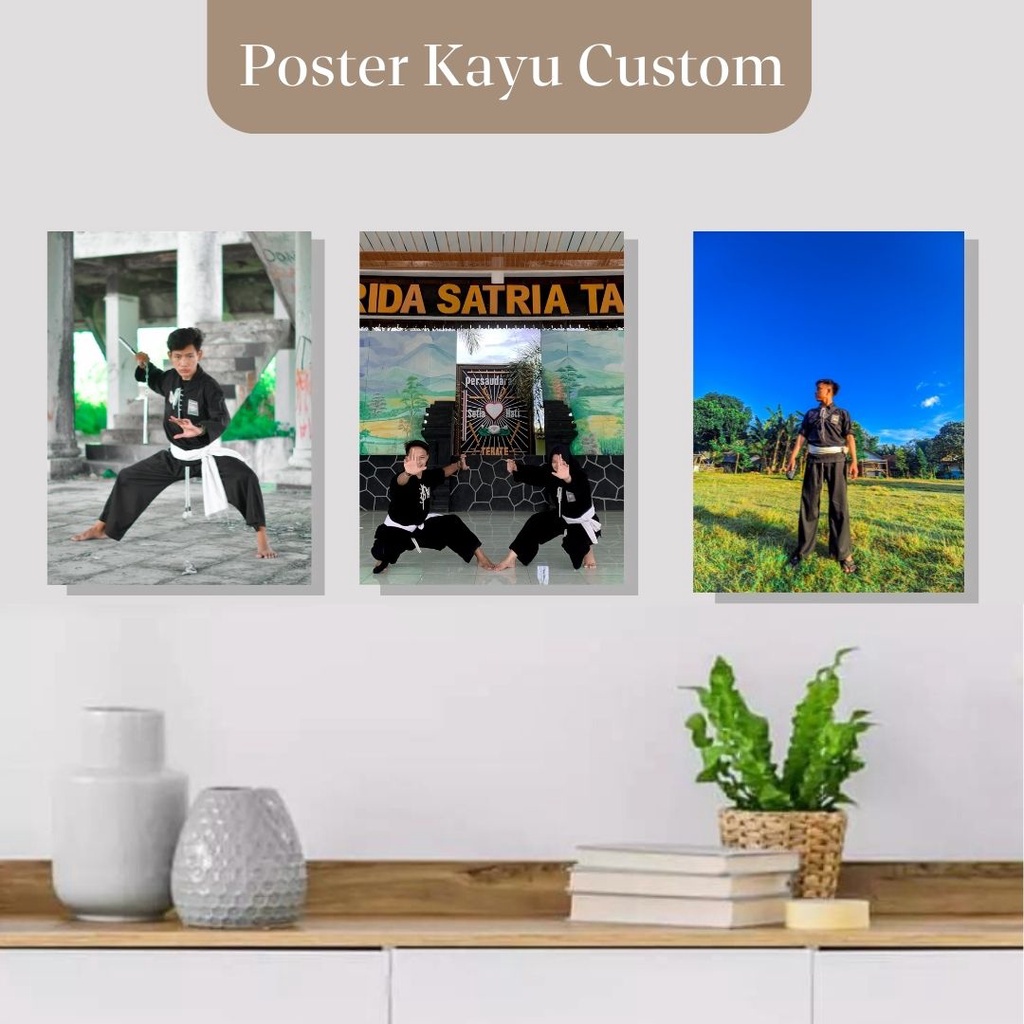 POSTER CUSTOM DESAIN SENDIRI BEBAS - BAHAN KAYU | Design Poster Pencak Silat Bela Diri Gambar Tulisa