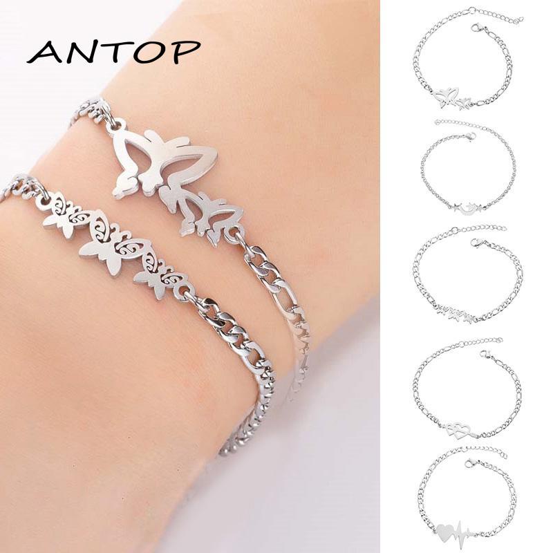 Gelang Butterfly Moon Star Love Bahan Stainless Steel Untuk Wanita