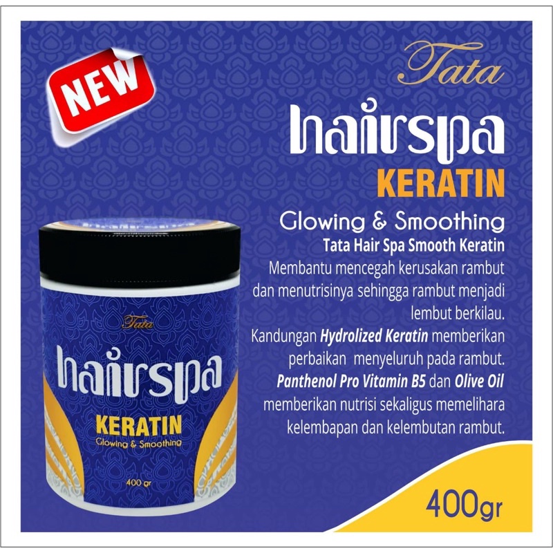 asli BPOM TATA HAIR SPA KERATIN 400gr GLOWING &amp; SMOOTHING phantenol vitamin B5