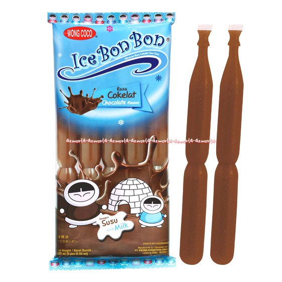 Wong Coco Ice Bon Bon 5pcs Rasa Susu Milk Cokelat Flavour Es Krim Plastik Gula Asli Ice Bonbon