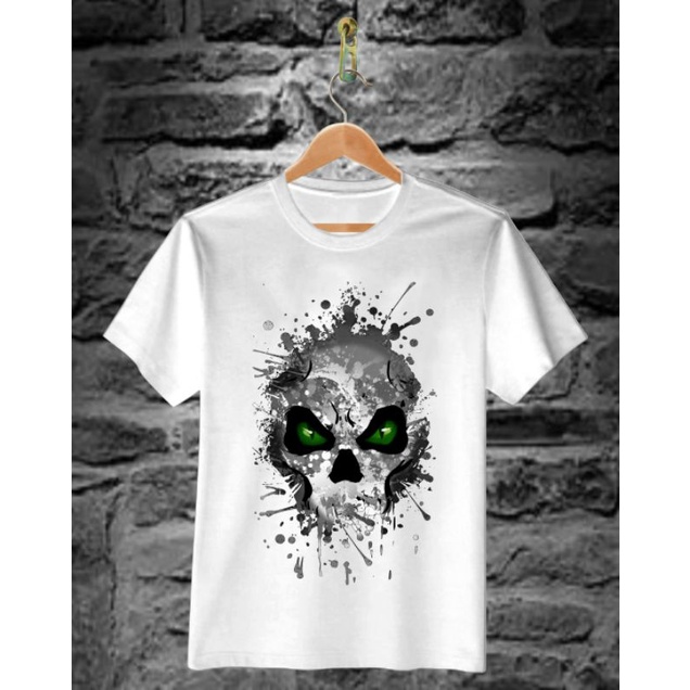 T-SHIRT BAJU KAOS DISTRO PRIA TENGKORAK CAIR PUTIH NAVY MERAH HITAM