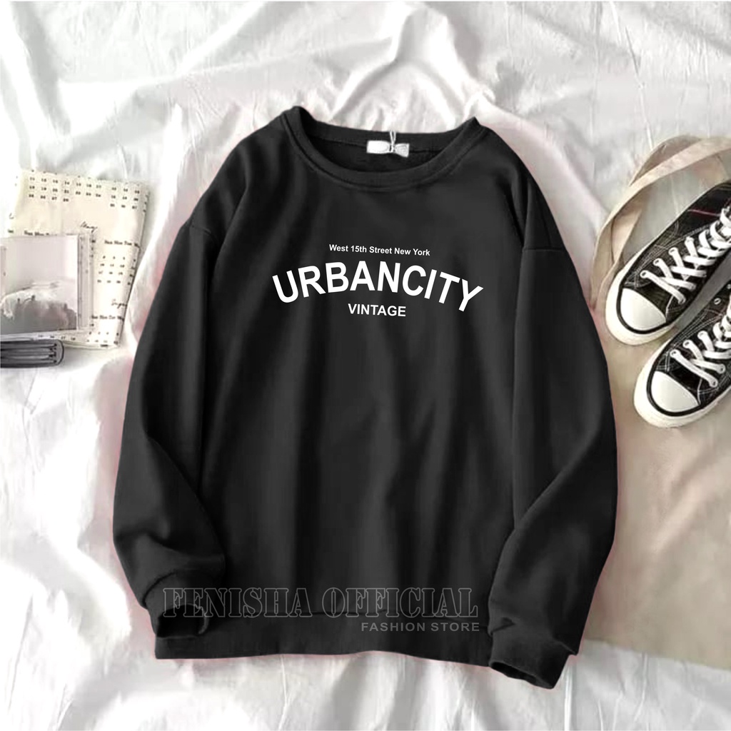 FenishaStore URBAN CITY Vintage sweater crewneck Wanita Size M,L,XL,XXL Bisa Bayar Ditempat COD