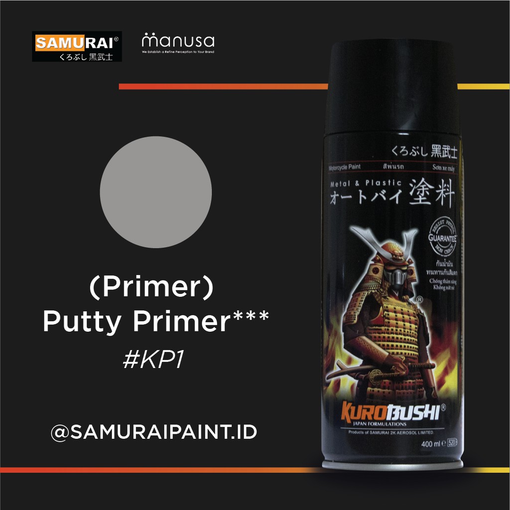 Samurai Paint Primer #kp1 Putty primer ( isi 300 Ml &amp; Warna putih ) dempul semprot primer 1k