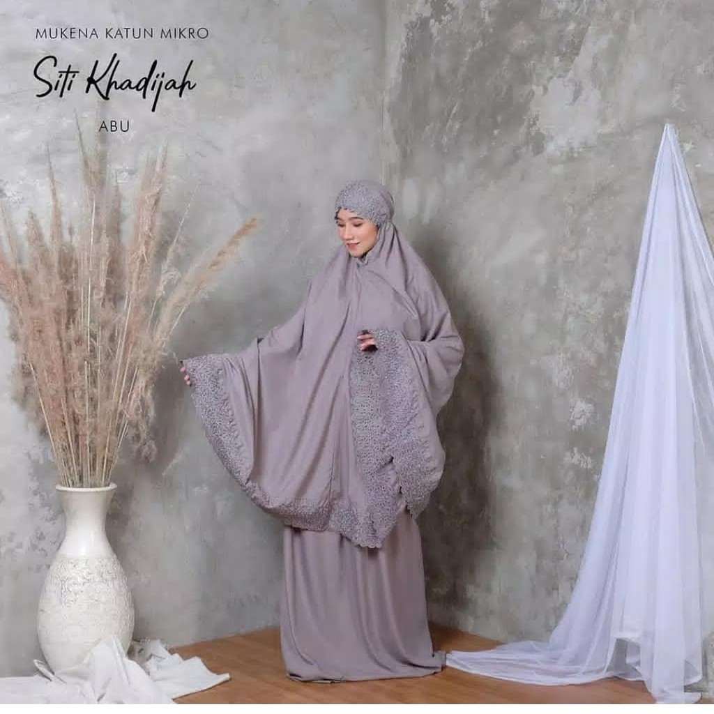 Mukena khadijah pasteleena free tas cantik bordir renda mewah pastelina katun mikro