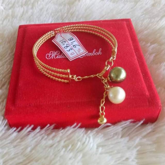 Gelang emas 22 karat mutiara air laut lombok asli
