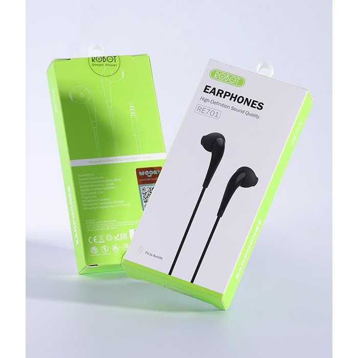 Headset Robot RE701 Wired Headset Wired Earphone Bass Android iPhone Original - Garansi 1 Tahun