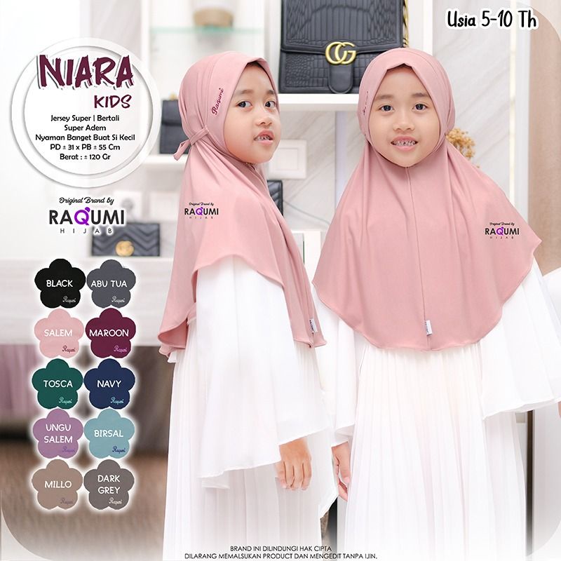 NIARA KIDS ORIGINAL RAQUMI HIJAB | JILBAB ANAK RAQUMI | JILBAB ANAK 5 TAHUN | JILBAB ANAK 10 TAHUN