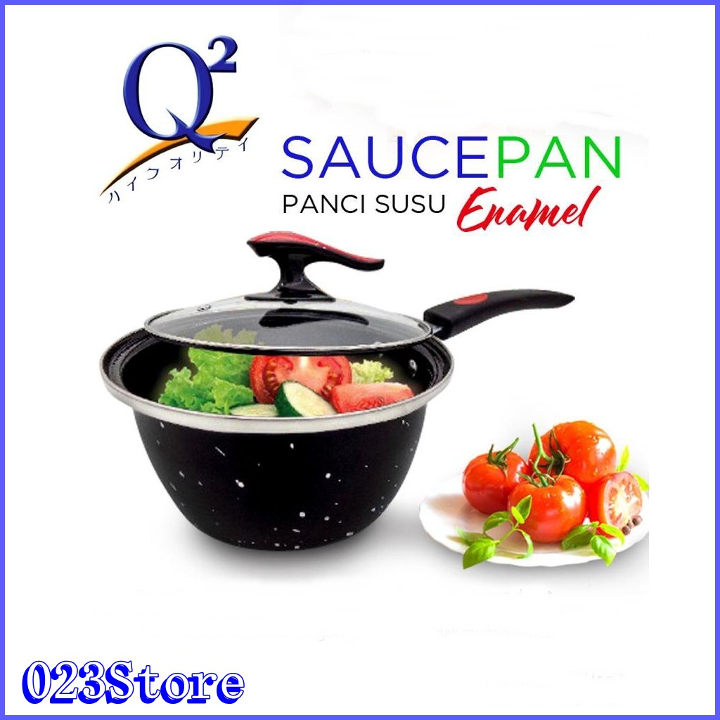 Panci Susu Saus Enamel Q2-2001 Tutup Kaca 20 Cm Anti Lengket - PANCI SUSU SAUCEPAN Q2