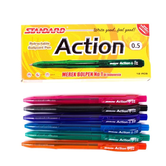 Pulpen Standard Action 0.5 Ballpoint Bolpen Pena Standard / Per Lusin