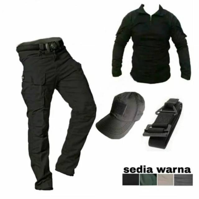 Top promo setelan satu set celana/kaos/topi/sabuk/tactical blackhawk bdu lapangan airsoft outdoor
