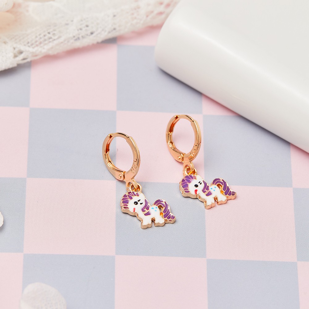 Y388 [Cod] Anting Anak Perempuan Unicorn Lucu Anting Tusuk Anak Anti Karat Dan Tidak Luntur Lapis Emas Little Pony Earrings