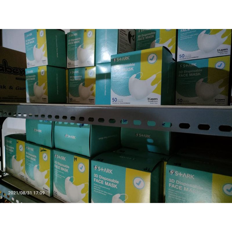 Masker duckbill dukbil putih stark isi 50